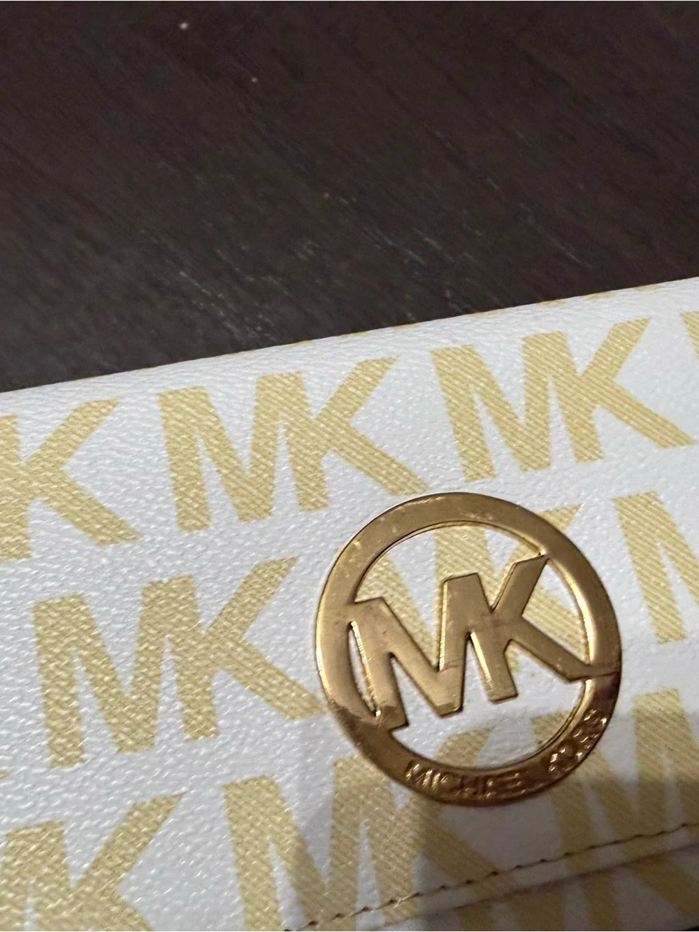 Michael Kors Beige and White Logo Wallet